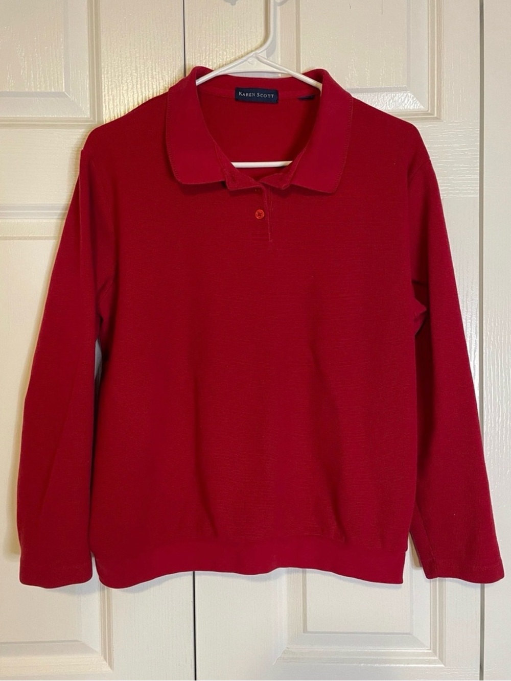 KAREN SCOTT Polo Knit Top, Women’s L possibly, Red